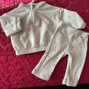 Carter's Gray and Pink Floral One Piece Set